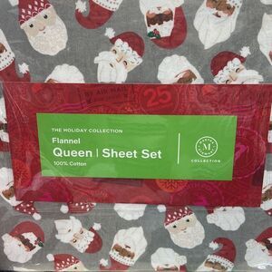Martha Stewart Collection Printed Cotton Flannel 4-Pc. Dear Santa Queen